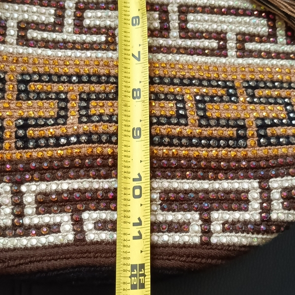 NEW Wayuu Handmade Woven Crossbody Bucket Bag Rhinestones Wide Strap Drawstring - Picture 16 of 17